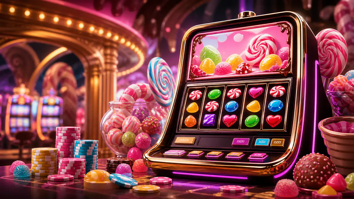 Candy themed slot release editorial image