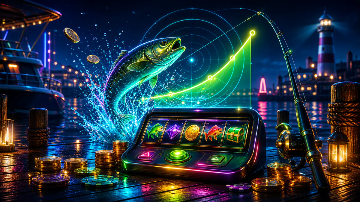 Fishing themed crash game editorial image