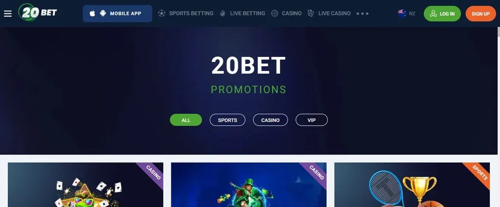 20Bet casino welcome package