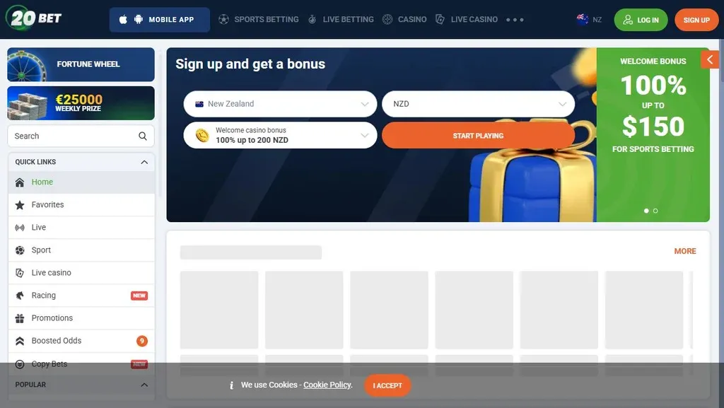 20Bet homepage