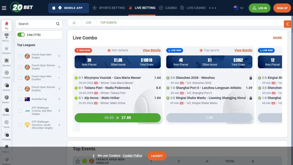 20Bet live betting