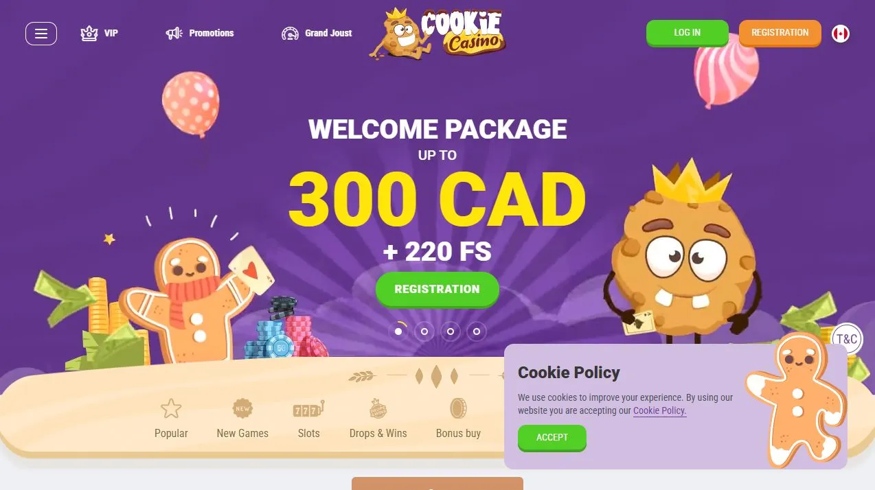 Cookie Casino slots page