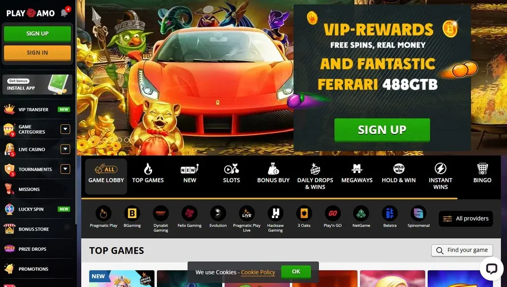PlayAmo homepage
