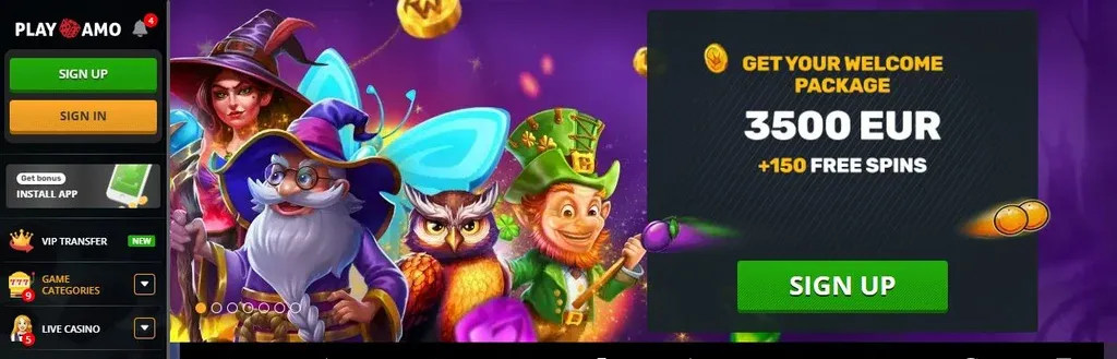 PlayAmo jackpot section
