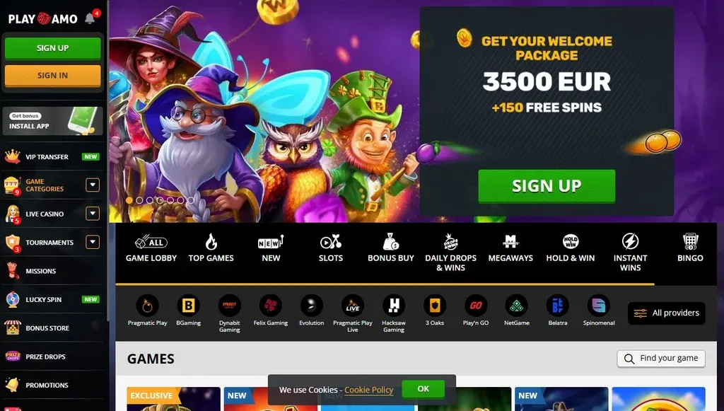 PlayAmo jackpot games