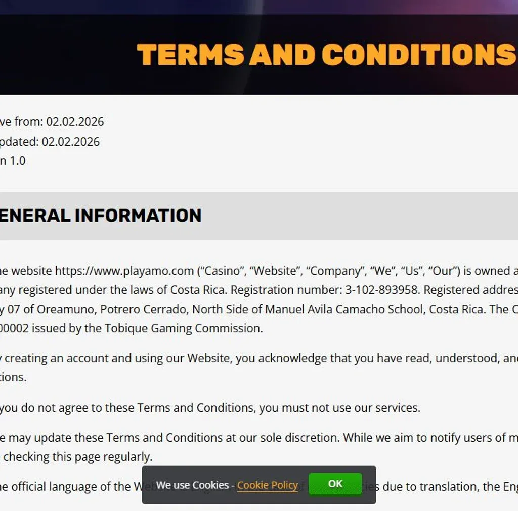 PlayAmo licence details